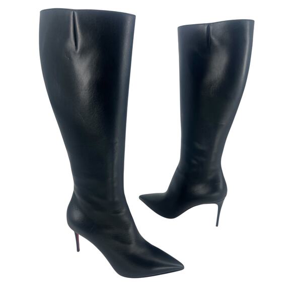 Christian Louboutin Kate Botta 85mm Leather Knee High Boots in Black - Picture 4 of 16